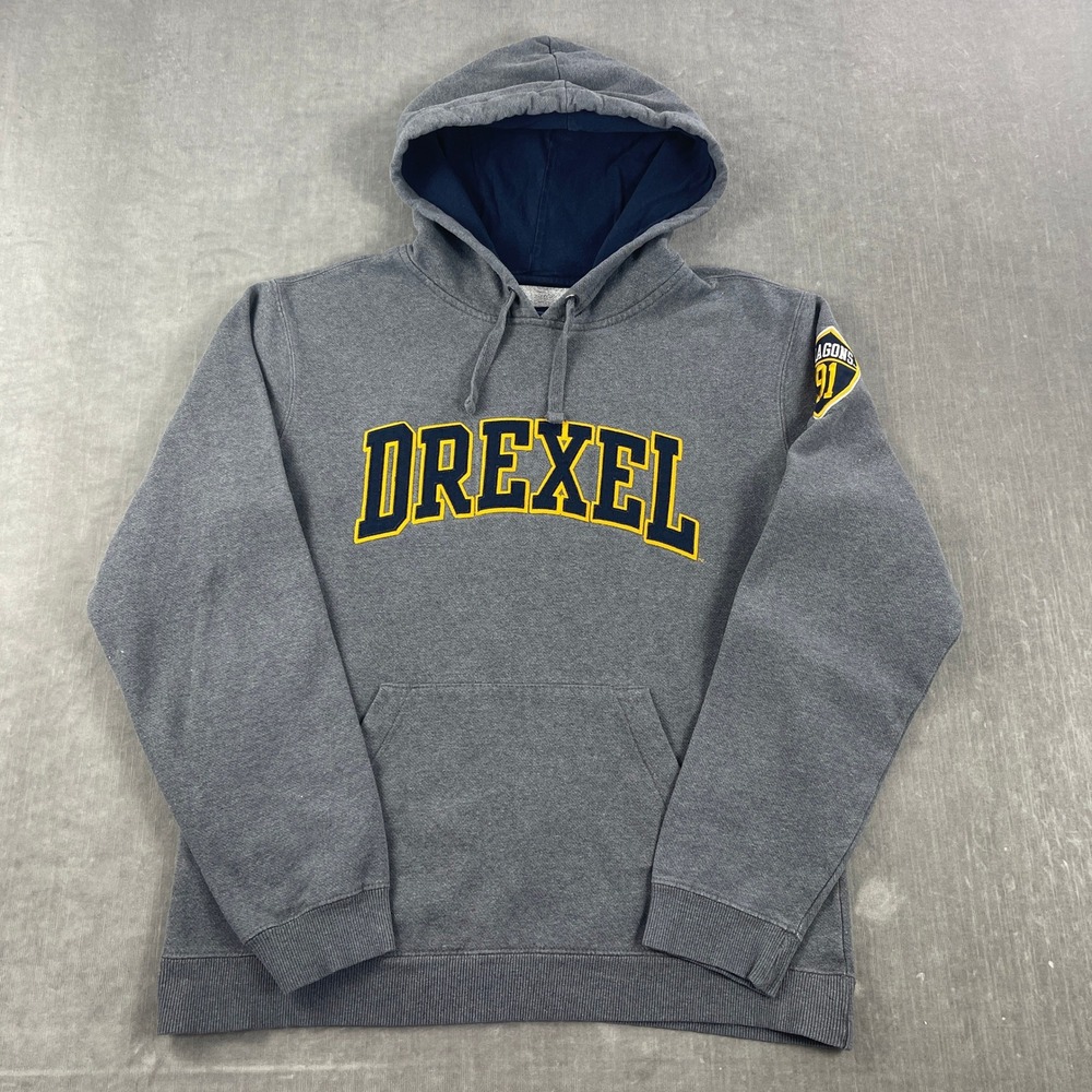 Drexel University Champion Mens Medium Gray Dragons Pullover Hoodie Sweatshirt - Picture 1 of 12
